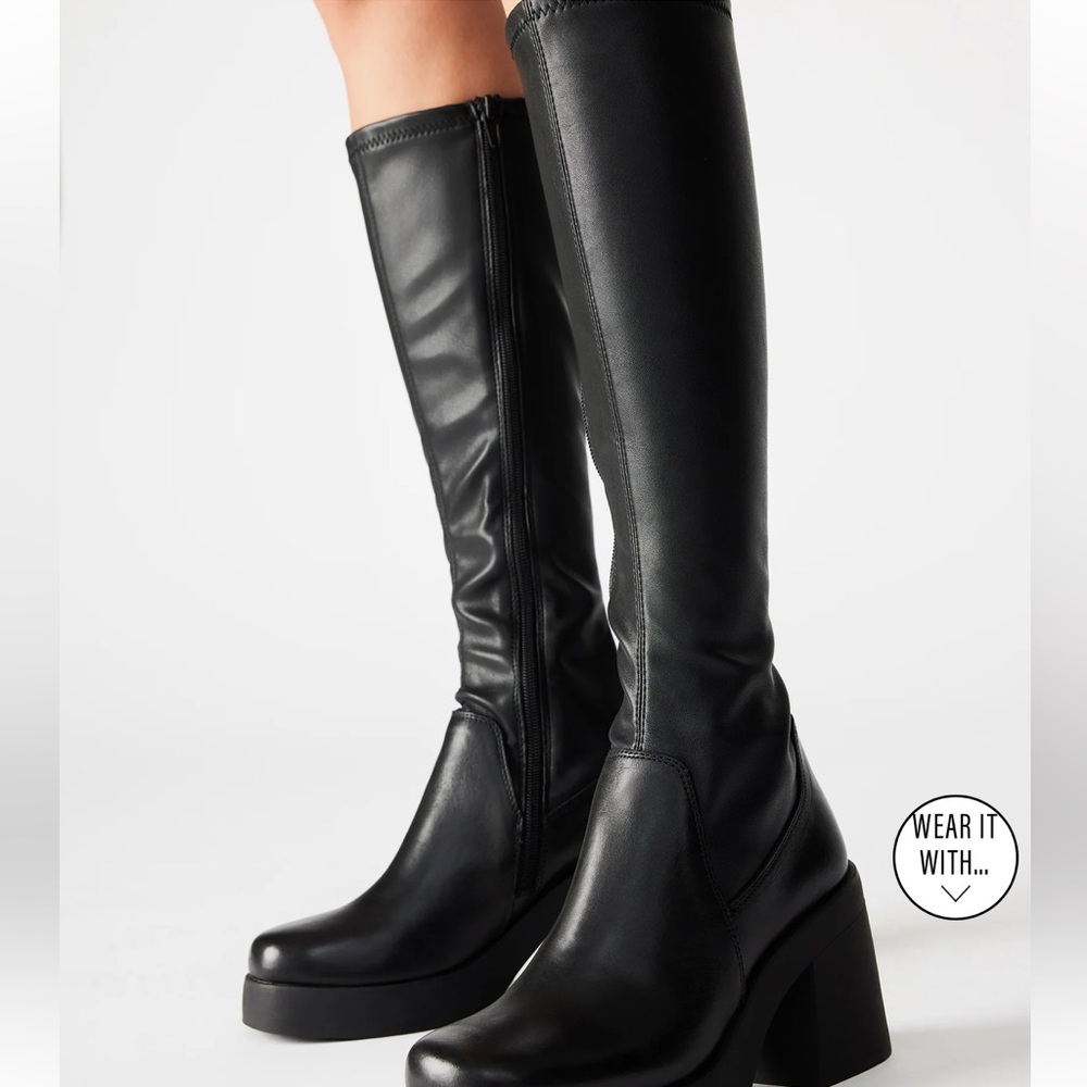 Steve Madden Berkleigh Black Platform Knee-High Boots